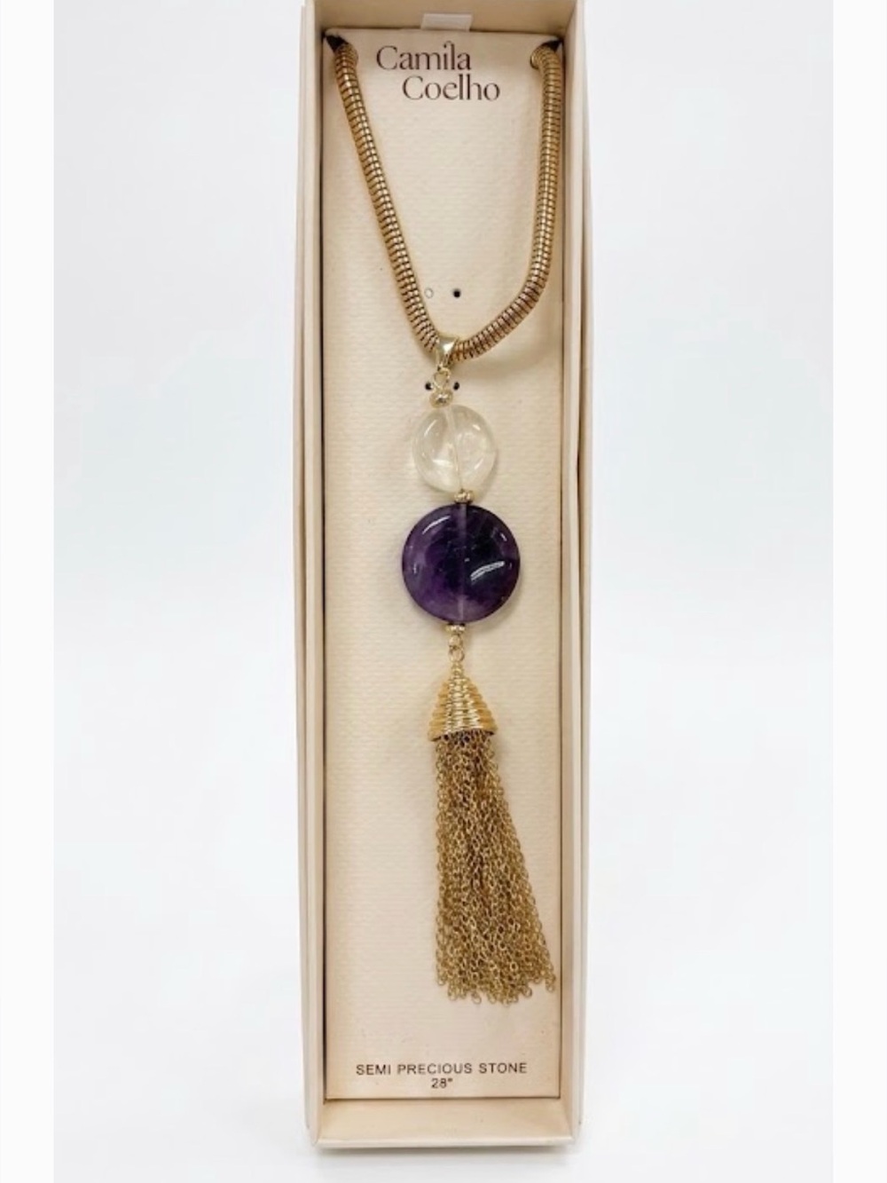 NWT ⚜️💜⚜️ Camila Coelho Semi-Precious Stone Tassel Necklace